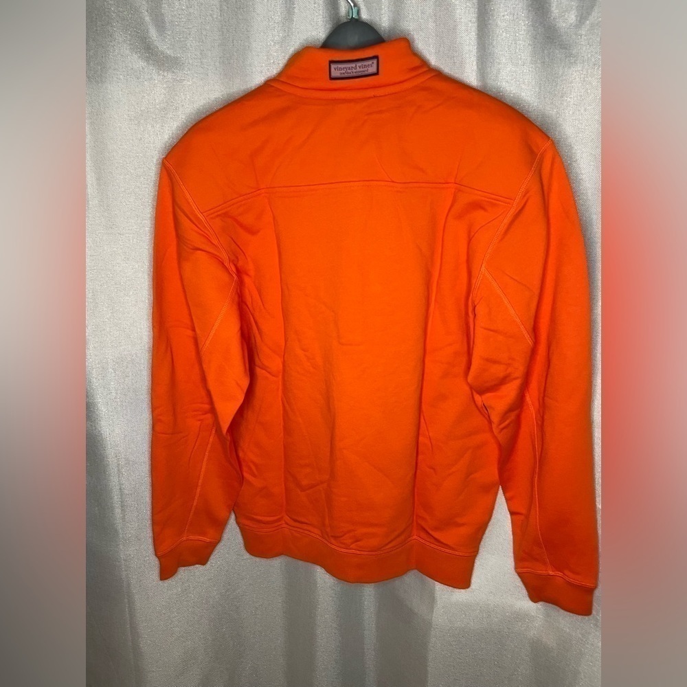 NWT Vineyard Vines Shep Shirt Men's Medium 1/4 Zip Pullover Sweatshirt Orange   - Picture 8 of 11